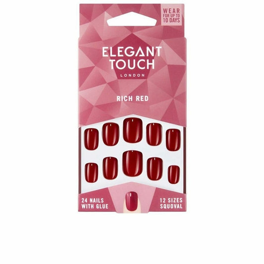 Faux Ongles Elegant Touch Polished Colour Arrondie Rich Red (24 uds)